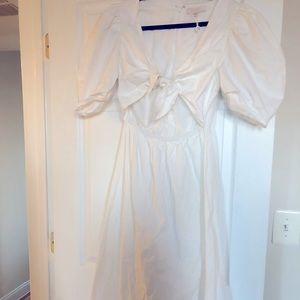 White Wayf Cotton Poplin Midi Dress